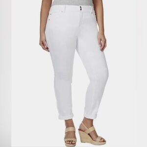 INC International Concepts Jeans Size 18W White Boyfriend Slim Tech Jeans‎ 🩷